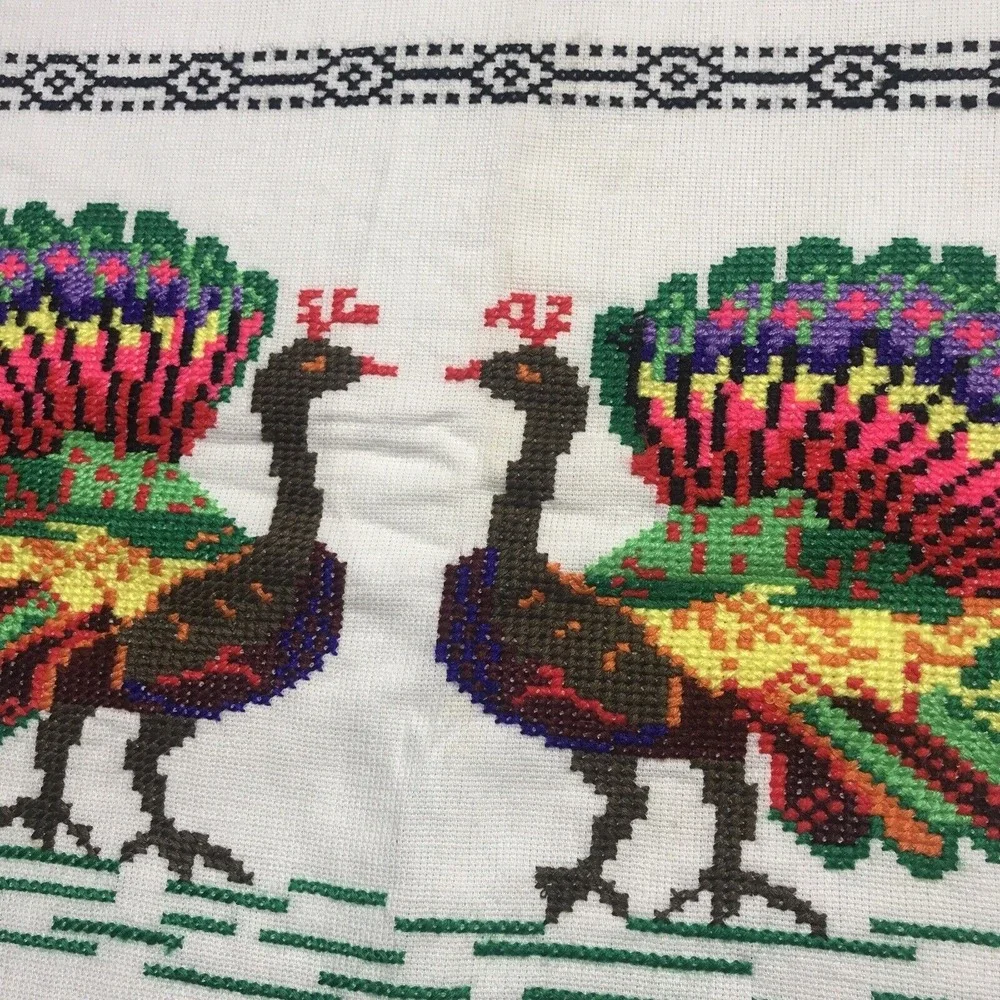 1 Embroidered Peacock Ukrainian Folk Pillow‎ Case Handmade 26